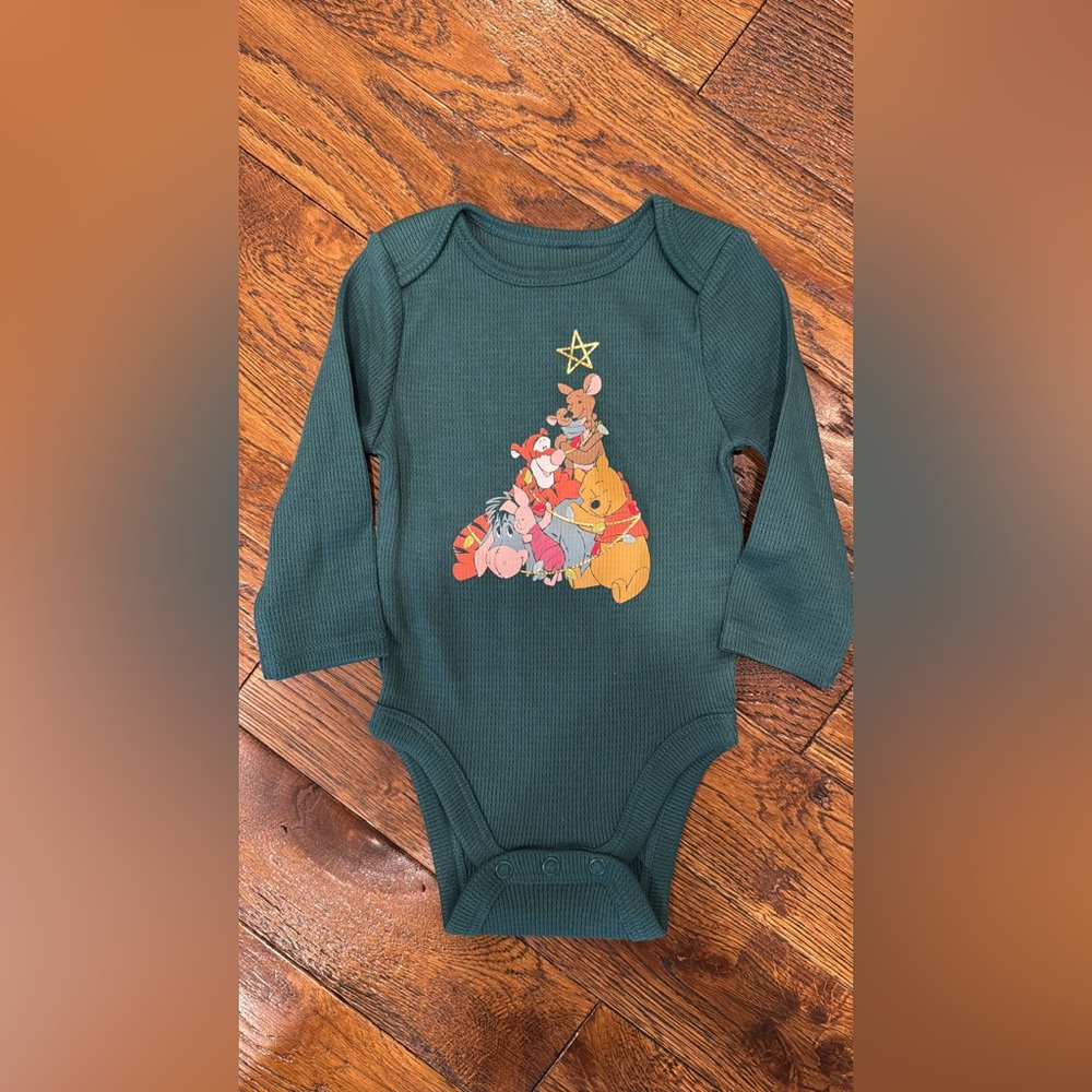 NWOT Disney's Jumping Bean Winnie The Pooh Christmas Bodysuit